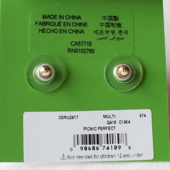 Spade Perfect Picnic Red Fruit Strawberry White Flower Earrings - Picture 5 of 5